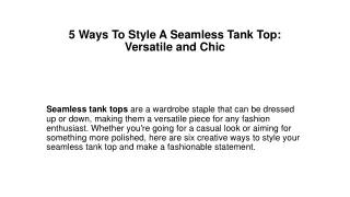 5 ways to style a seamless tank top versatile and chic