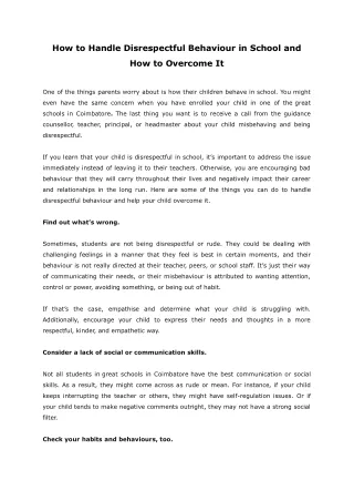 how to handle disrespectful behaviour in school