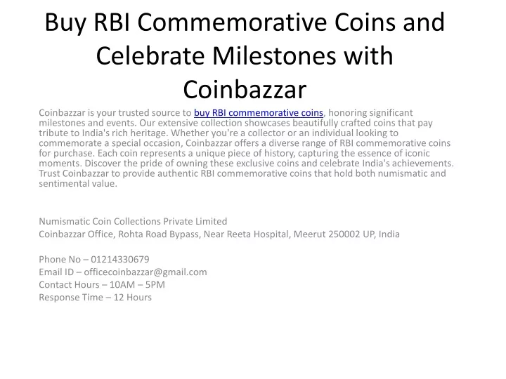 buy rbi commemorative coins and celebrate milestones with coinbazzar