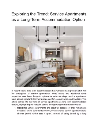 Exploring the Trend: Service Apartments as a Long-Term Accommodation Option