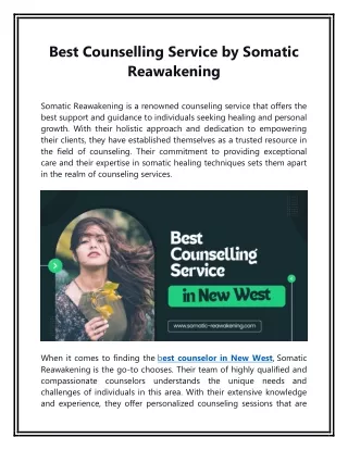 Best Counselling Service by Somatic Reawakening