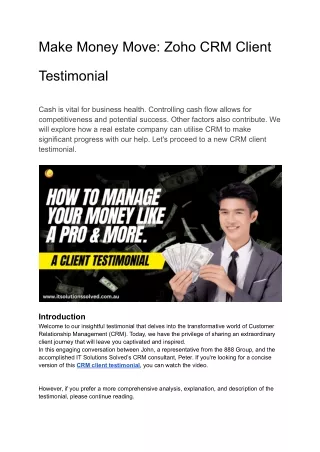 make money move zoho crm client