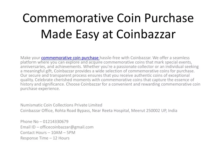 commemorative coin purchase made easy at coinbazzar