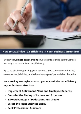 How to Maximize Tax Efficiency in Your Business Structure?