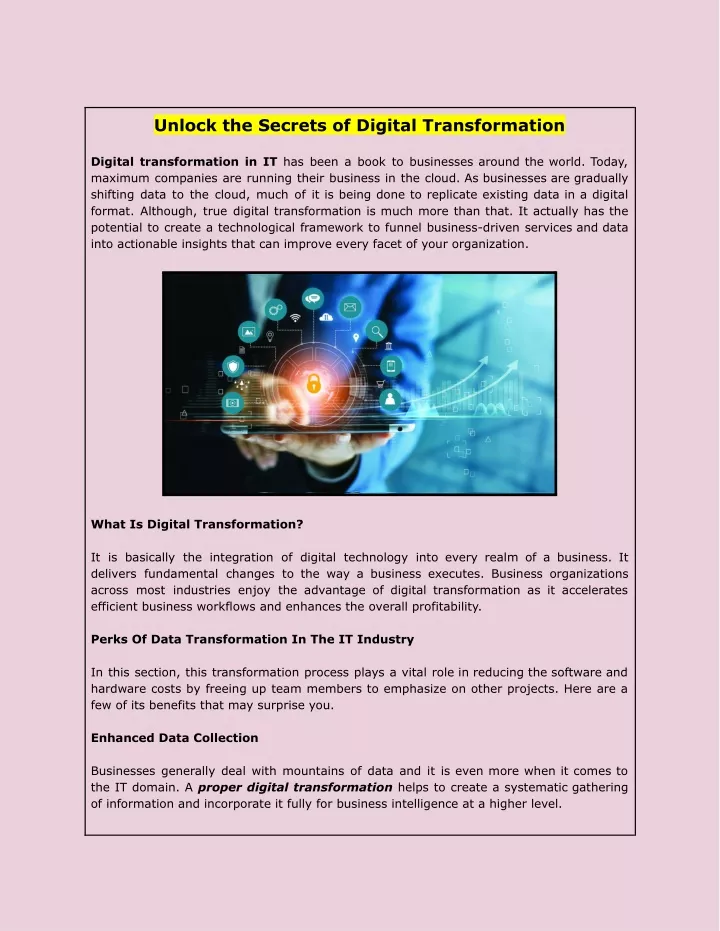 unlock the secrets of digital transformation