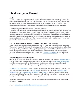 Oral Surgeon Toronto