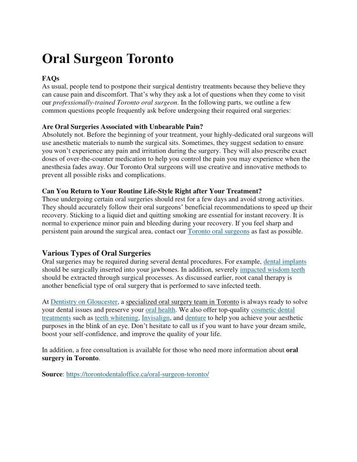 oral surgeon toronto faqs as usual people tend