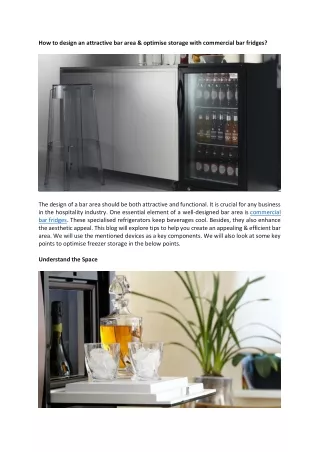 How to design an attractive bar area & optimise storage with commercial bar fridges