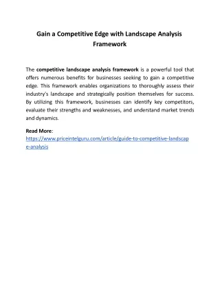 gain a competitive edge with landscape analysis