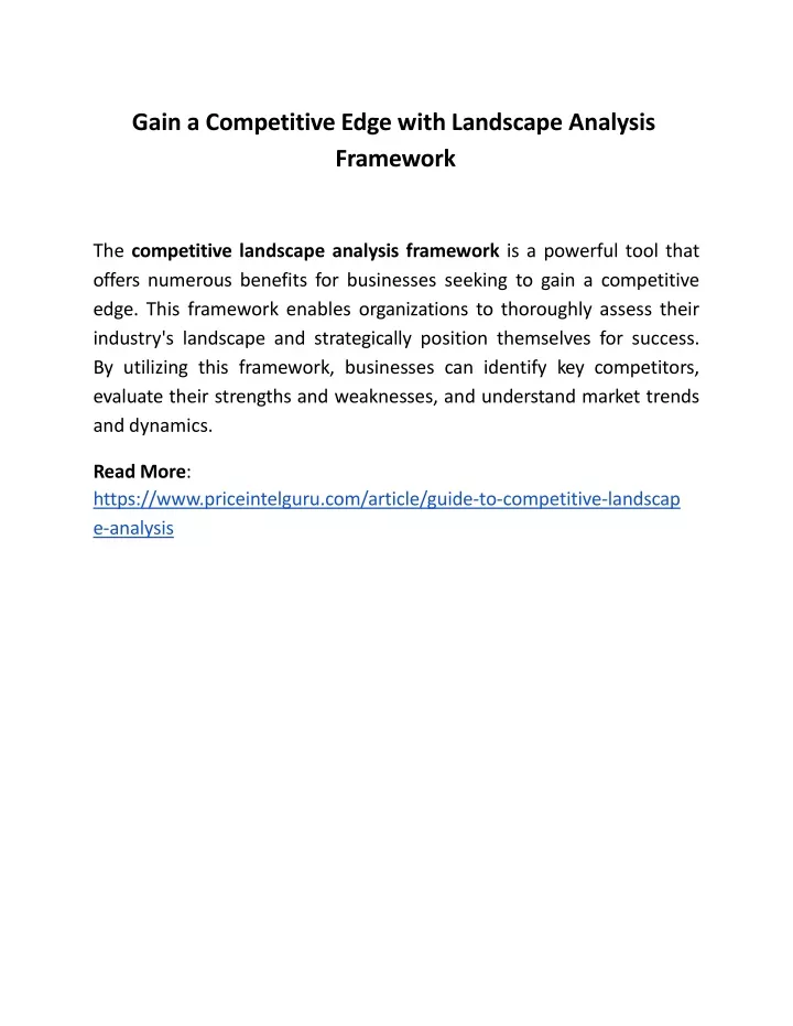 gain a competitive edge with landscape analysis