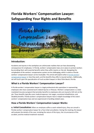 Advocating for Justice: Florida Workers Compensation Lawyers Championing Employe