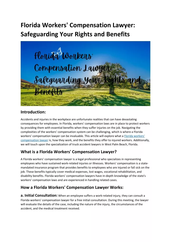 florida workers compensation lawyer safeguarding