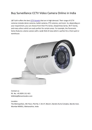 Buy Surveillance CCTV Video Camera Online in India