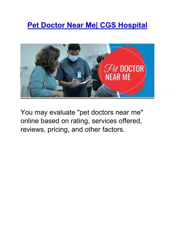 pet doctor near me cgs hospital