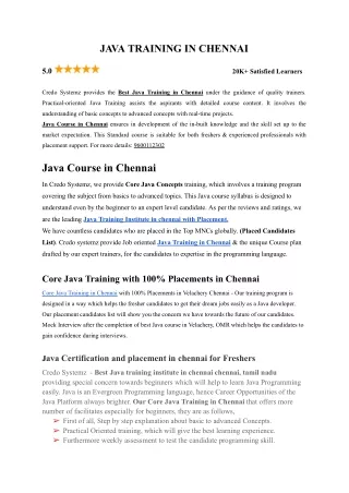 JAVA TRAINING IN CHENNAI