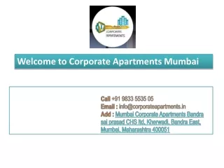 welcome to corporate apartments mumbai