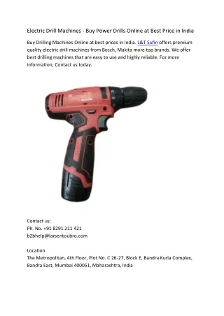 Electric Drill Machines - Buy Power Drills Online at Best Price in India