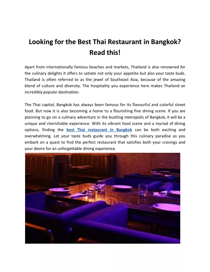 looking for the best thai restaurant in bangkok read this