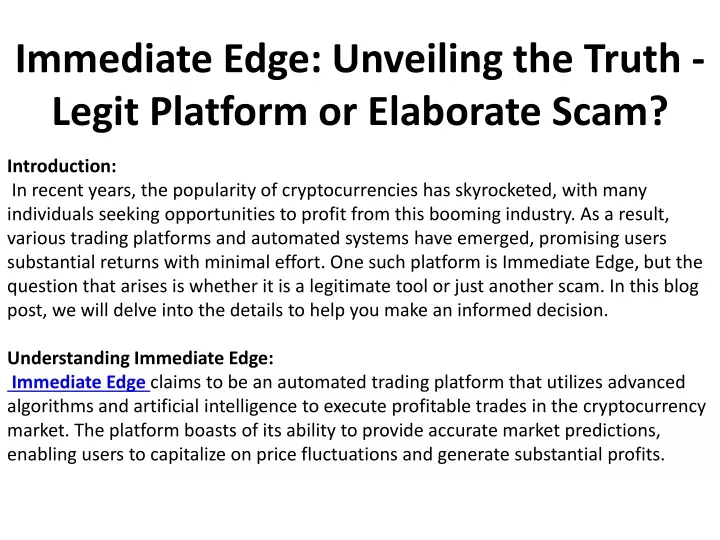 immediate edge unveiling the truth legit platform or elaborate scam