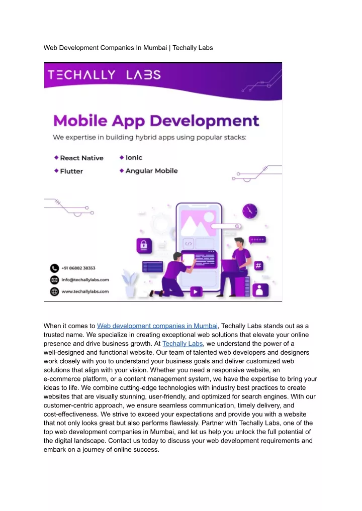 web development companies in mumbai techally labs