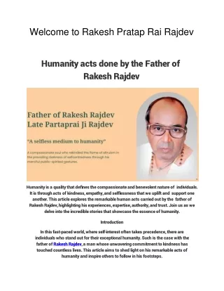 Humanity acts done by the Father of Rakesh Rajdev