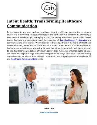 Intent Health: Transforming Healthcare Communication
