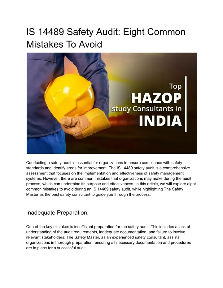 is 14489 safety audit eight common mistakes