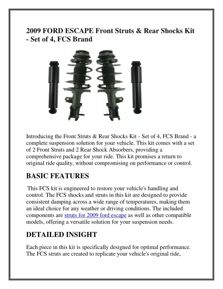 2009 ford escape front struts rear shocks