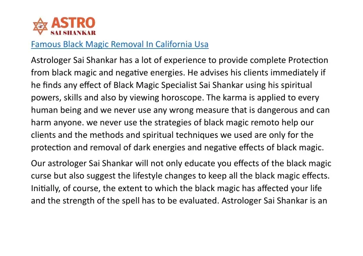 famous black magic removal in california usa