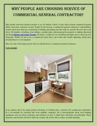 Why People are Choosing Service of Commercial General Contractor