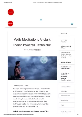 Vedic Meditation : Ancient Indian Powerful Technique