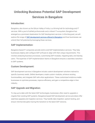 unlocking business potential sap development