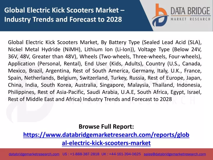 global electric kick scooters market industry