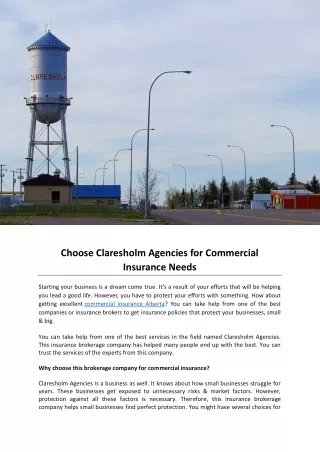 Choose Claresholm Agencies for Commercial Insurance Needs