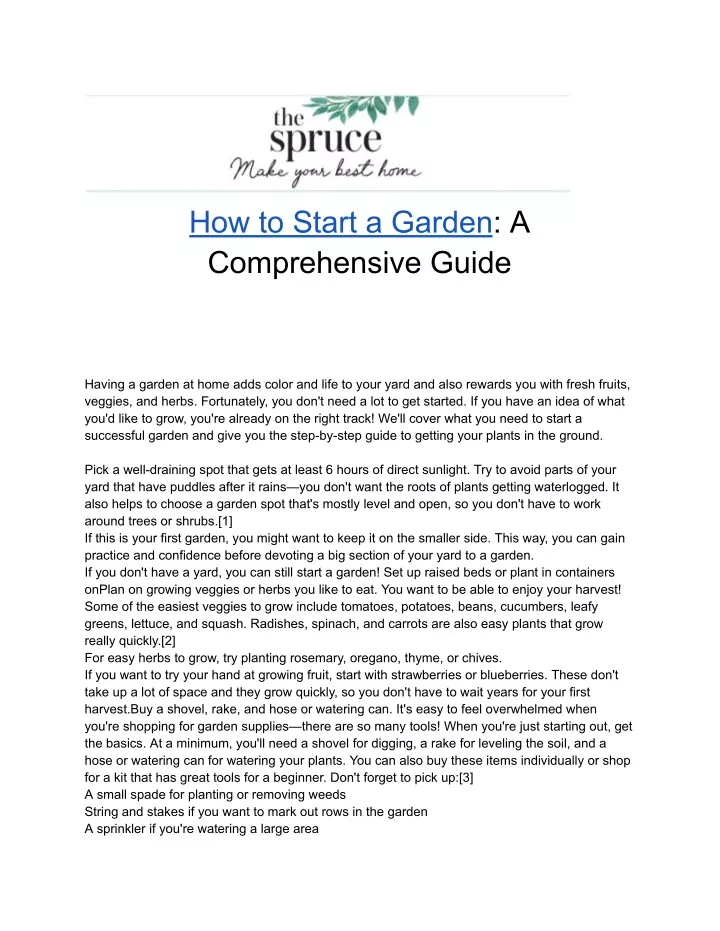 how to start a garden a comprehensive guide