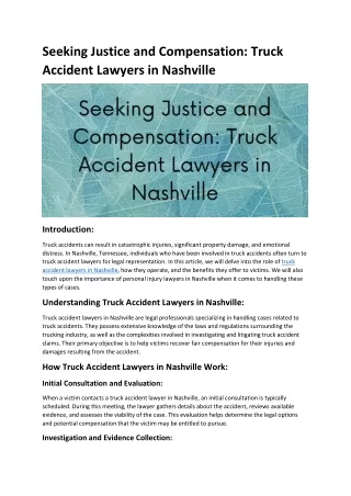 Seeking Justice and Compensation: Truck Accident Lawyers in Nashville