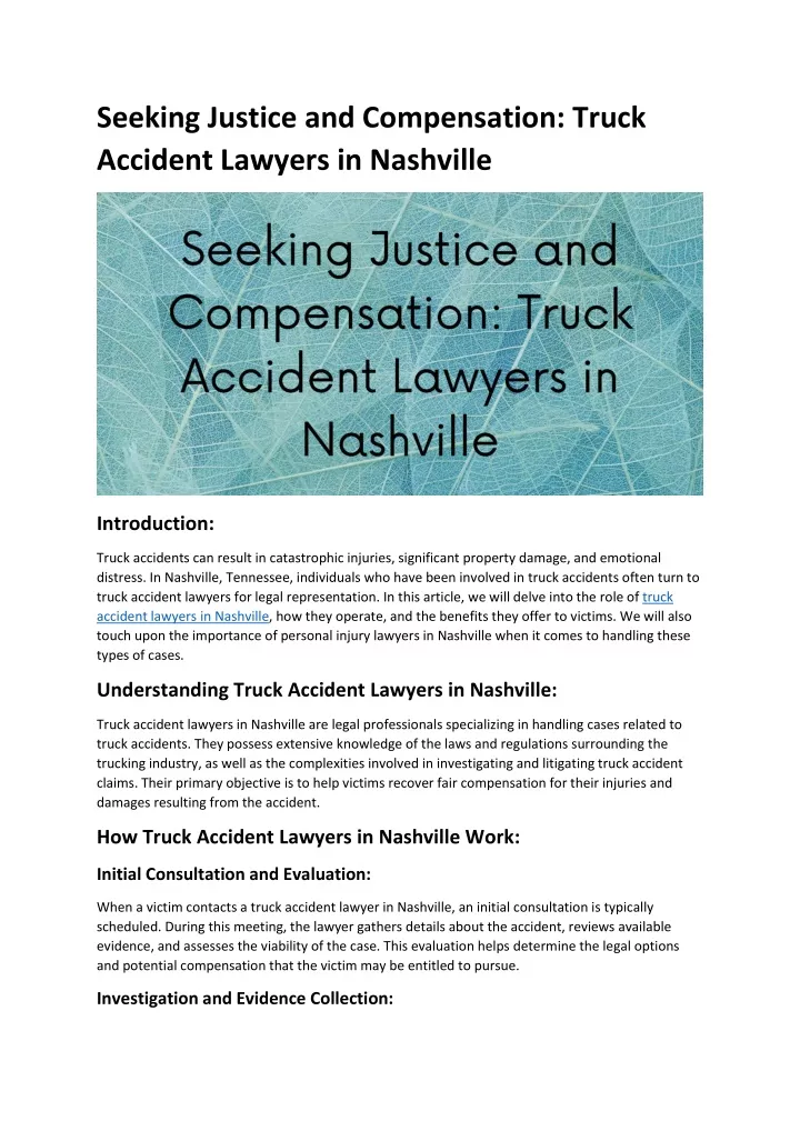 seeking justice and compensation truck accident