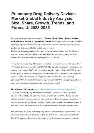 pulmonary drug delivery devices market global
