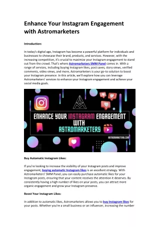 Enhance Your Instagram Engagement with Astromarketers