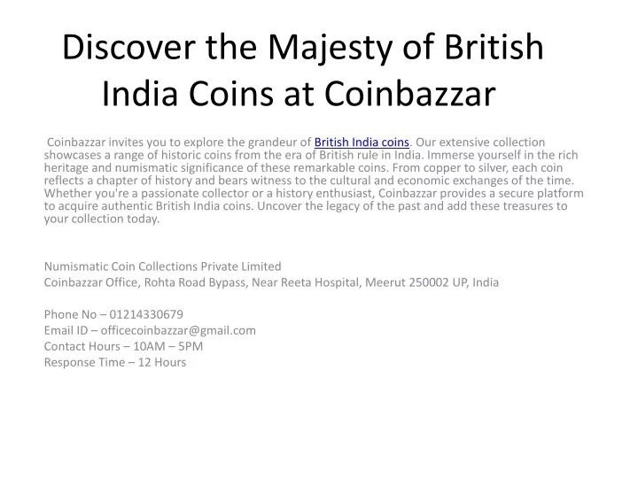 discover the majesty of british india coins at coinbazzar