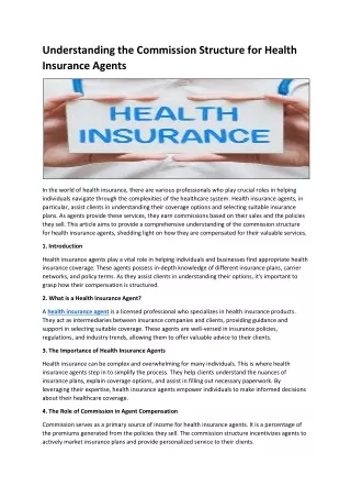 Understanding the Commission Structure for Health Insurance Agents