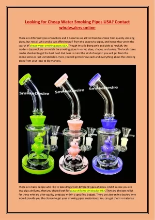 Looking for Cheap Water Smoking Pipes USA Contact wholesalers online