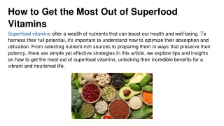 how to get the most out of superfood vitamins