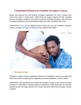 5 Inspirational Reasons to Consider Surrogacy in Kenya