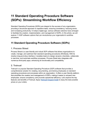 11 Standard Operating Procedure Software (SOPs)_ Streamlining Workflow Efficiency