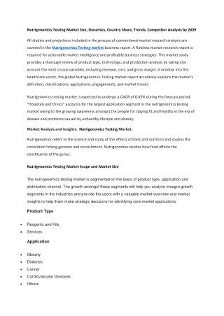 nutrigenomics testing market size dynamics