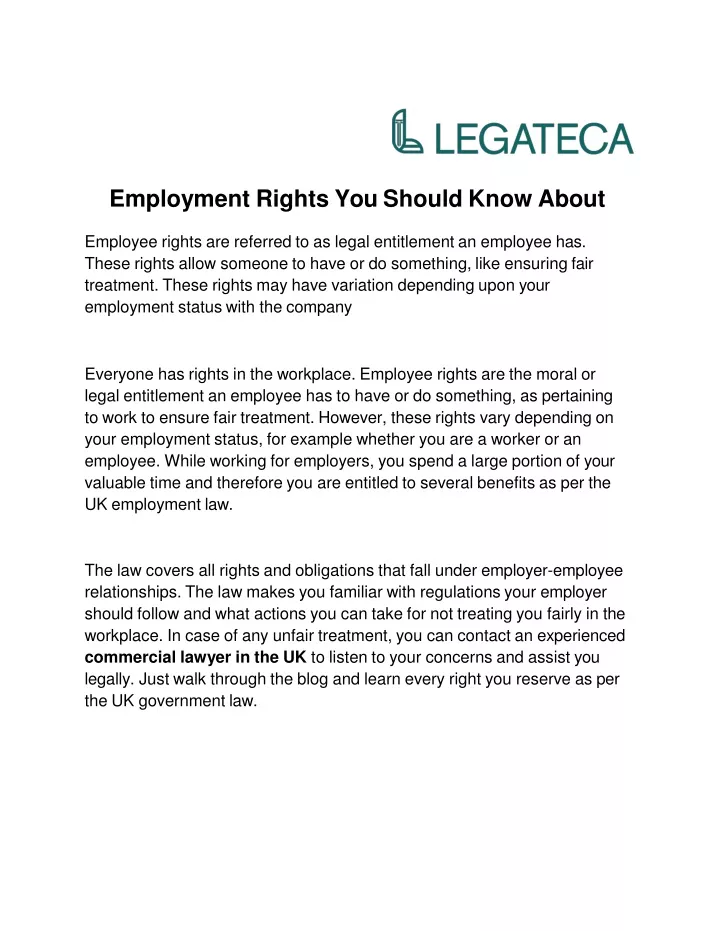employment rights you should know about employee