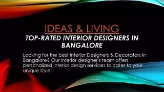 Interior Designers & Decorators In Bangalore: Creative Interior Design Services
