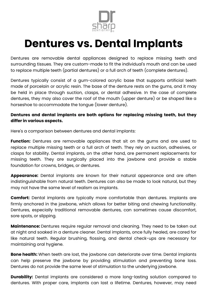 dentures vs dental implants