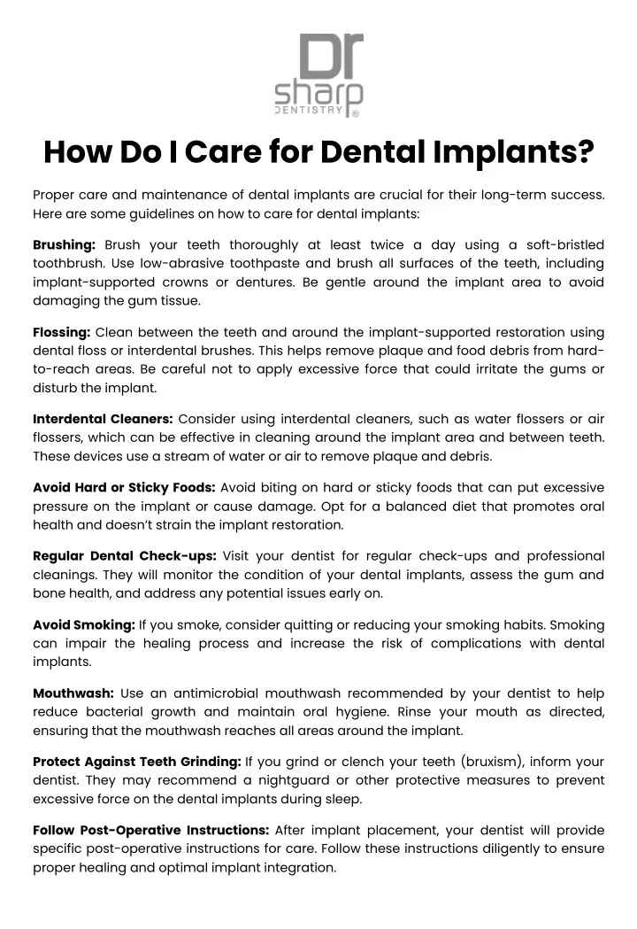 how do i care for dental implants